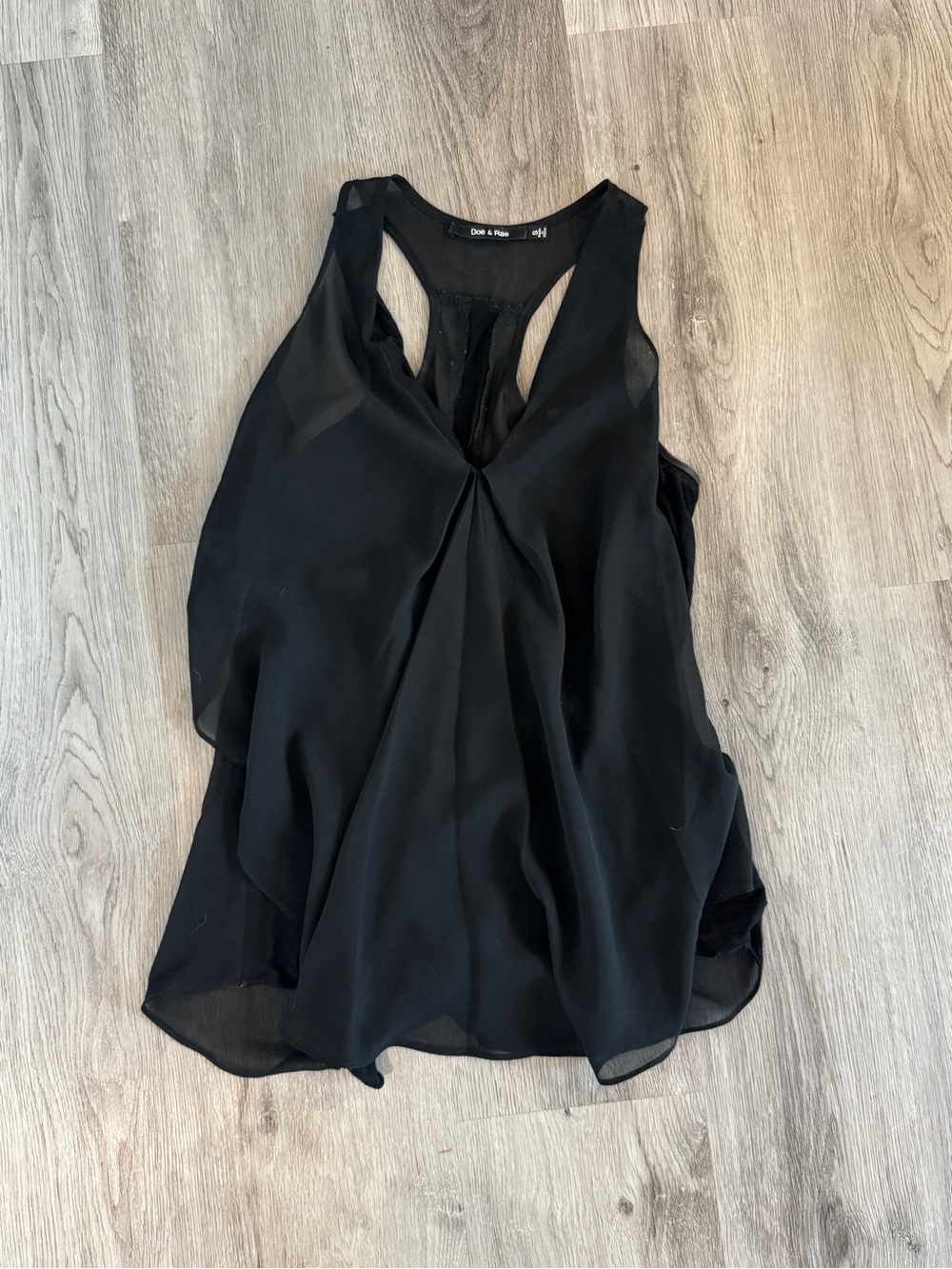 Doe & Rae Black Chiffon Sleeveless V-Notch Camisole